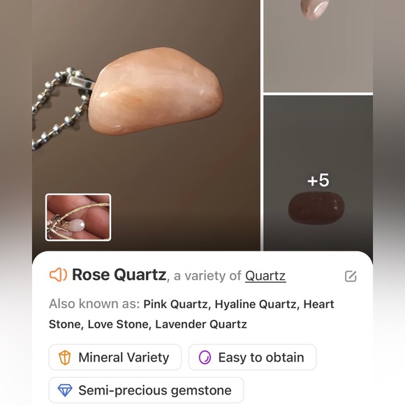 Handcrafted elegant rose quartz rhodonite pendant on chain necklace - Picture 9 of 9